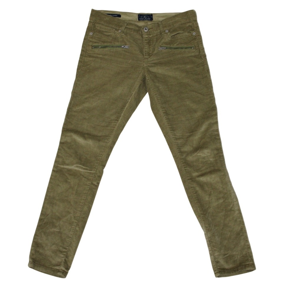 Lucky Brand Charlie Skinny Corduroy Zip Pants Khaki Olive Green‎ Women's 4 27